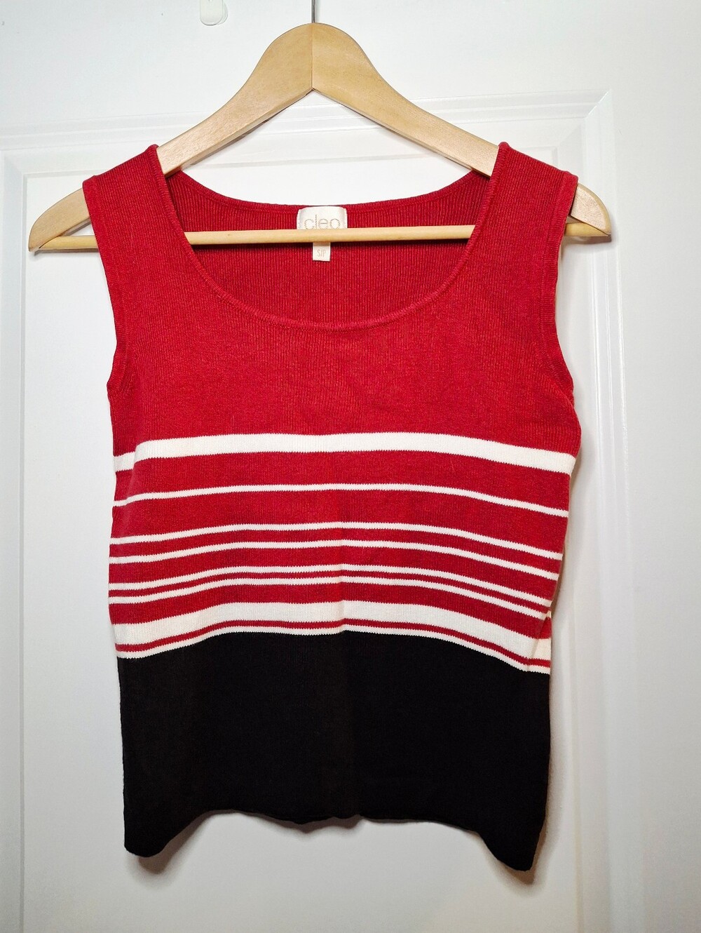 Vintage 90s Cleo Striped Sleeveless Knit Top (S)